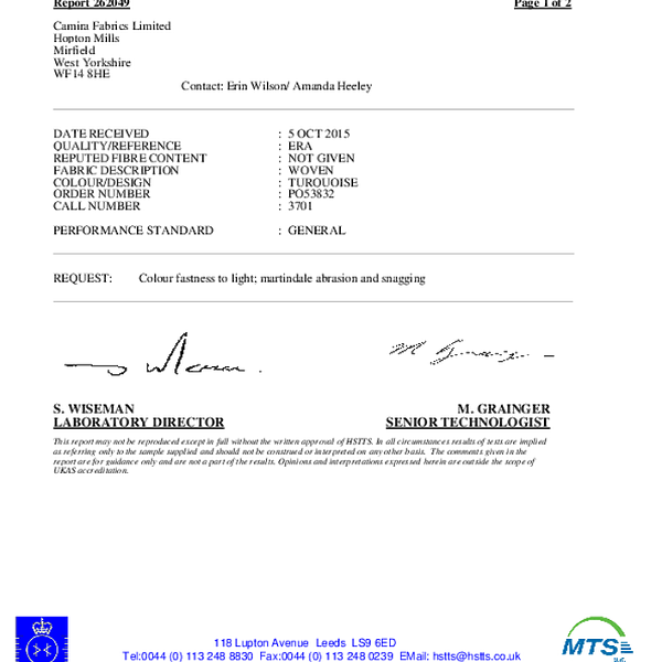 era - lightfastness BS EN ISO 105 B02